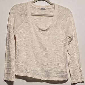 Splendid Cream Ivory Lightweight Long Sleeve Oversized Boxy Sweater - size Small